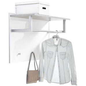 Carryhome Garderobenpaneel Galaverna, Grau, Weiß, Metall, Holzwerkstoff, 90x60x35 cm, Hutablage, Kleiderstange, Garderobe, Garderobenpaneele,