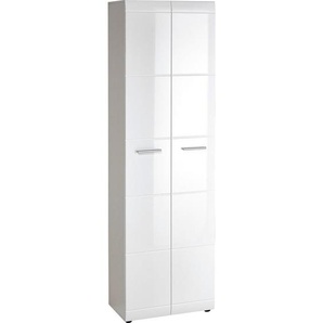 Carryhome Garderobenschrank Adana, Weiß, Holzwerkstoff, 5 Fächer, 59x196.8x36.6 cm, Beimöbel erhältlich, Garderobe, Garderobenschränke, Garderobenschränke