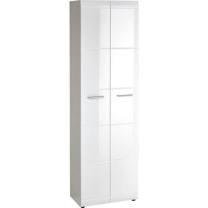 Carryhome Garderobenschrank Adana, Weiß, Holzwerkstoff, 5 Fächer, 59x196.8x36.6 cm, Beimöbel erhältlich, Garderobe, Garderobenschränke,