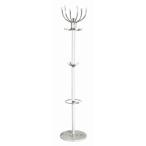 Carryhome Garderobenständer, Chrom, Weiß, Metall, 176 cm, integrierter Schirmständer, Garderobe, Garderobenständer