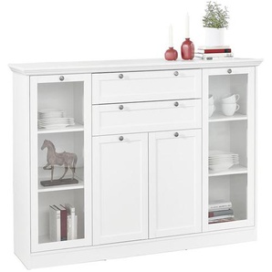 Carryhome Highboard , Weiß , Metall , 5 Fächer , 2 Schubladen , 160x120x40 cm , Beimöbel erhältlich , Wohnzimmer, Kommoden & Sideboards, Highboards