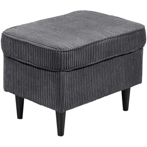 Carryhome Hocker, Dunkelgrau, Textil, Buche, massiv, rechteckig, 63x43x42 cm, Wohnzimmer, Hocker, Sitzhocker