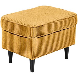 Carryhome Hocker, Gelb, Textil, Buche, massiv, rechteckig, 63x43x42 cm, Wohnzimmer, Hocker, Sitzhocker