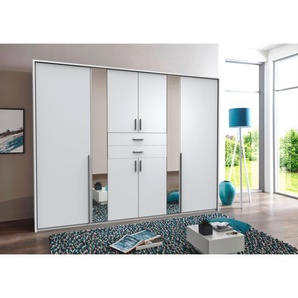 Carryhome Kleiderschrank, Weiß, Kunststoff, 4 Fächer, 2 Schubladen, 270x208x58 cm, Made in Germany, Typenauswahl, umfangreiches Zubehör erhältlich, in