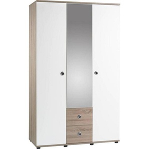 Carryhome Kleiderschrank, Weiß, Sonoma Eiche, Kunststoff, 5 Fächer, 2 Schubladen, 115x190x52 cm, Beimöbel erhältlich, Kinder- & Jugendzimmer,