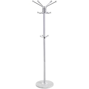 Carryhome Kleiderständer, Silber, Weiß, Metall, Stein, 37x170x37 cm, Garderobe, Garderobenständer