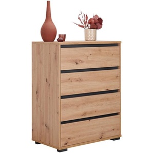 Carryhome Kommode, Anthrazit, Eiche, Holzwerkstoff, 4 Schubladen, 80x103x48 cm, Beimöbel erhältlich, stehend, Garderobe, Garderoben Kommoden