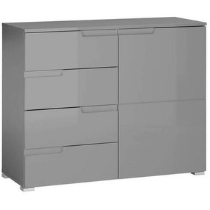 Carryhome Kommode Spice, Grau, Holzwerkstoff, 1 Fächer, 4 Schubladen, 100x80x40 cm, Typenauswahl, Wohnzimmer, Kommoden & Sideboards, Kommoden