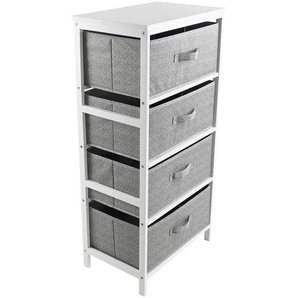 Carryhome Kommode, Grau, Weiß, Holz, Textil, Karton, Holzwerkstoff, Kiefer, massiv, 4 Schubladen, 46x94x30 cm, Typenauswahl, stehend, in verschiedenen