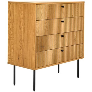 Carryhome Kommode Line, Eiche, Metall, 4 Schubladen, 80 cm, Typenauswahl, Beimöbel erhältlich, stehend, in verschiedenen Größen erhältlich, Wohnzimmer, Kommoden & Sideboards, Kommoden