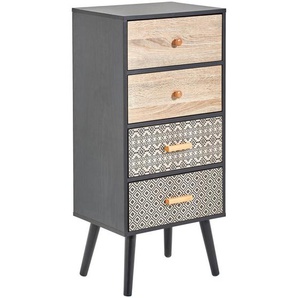 Carryhome Kommode, Mehrfarbig, Schwarz, Holz, Kiefer, massiv, 4 Schubladen, 38x84.7x29 cm, Beimöbel erhältlich, stehend, Wohnzimmer, Kommoden &