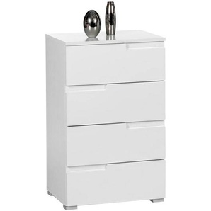 Carryhome Kommode Spice, Weiß, Weiß Hochglanz, Holzwerkstoff, 4 Schubladen, 50x80x40 cm, Beimöbel erhältlich, Wohnzimmer, Kommoden & Sideboards,