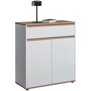 Carryhome Kommode, Weiß, Eiche Artisan, Holzwerkstoff, 1 Fächer, 1 Schublade(n) Schubladen, 80x93x38 cm, Wohnzimmer, Kommoden & Sideboards, Kommoden