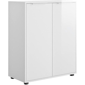 Carryhome Kommode, Weiß Hochglanz, Metall, 2 Fächer, 72x87x35.3 cm, Typenauswahl, Wohnzimmer, Kommoden & Sideboards, Kommoden