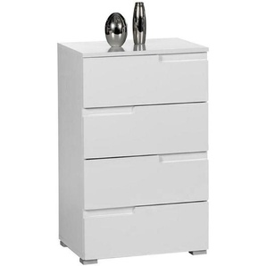 Carryhome Kommode, Weiß, Weiß Hochglanz, Holzwerkstoff, 4 Schubladen, 50x80x40 cm, Beimöbel erhältlich, Wohnzimmer, Kommoden & Sideboards, Kommoden