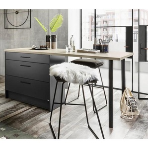 Carryhome Kücheninsel Nashville 2, Anthrazit, Metall, 3 Schubladen, nur wie online abgebildet bestellbar, 180x90x90 cm, links aufbaubar, rechts