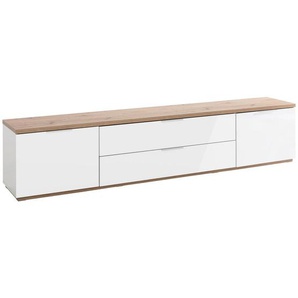 Carryhome Lowboard, Eiche Artisan, Weiß Hochglanz, Metall, 2 Fächer, 240x51x40.5 cm, FSC Mix, Typenauswahl, Beimöbel erhältlich, stehend, Wohnzimmer,