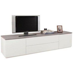 Carryhome Lowboard, Grau, Weiß, Holzwerkstoff, 2 Fächer, 200x45x45 cm, FSC Mix, Wohnzimmer, Wohnwände, Lowboards