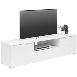 Carryhome Lowboard Spice, Weiß, Weiß Hochglanz, Holzwerkstoff, 1 Schubladen, 165x42x40 cm, Made in EU, Beimöbel erhältlich, Wohnzimmer, Wohnwände,