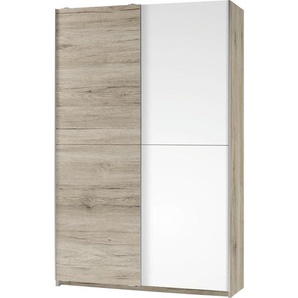 Carryhome Mehrzweckschrank, Weiß, Eiche, Holzwerkstoff, 6 Fächer, 125x196x38 cm, Waschküche, Mehrzweckschränke
