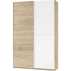 Carryhome Mehrzweckschrank, Weiß, Eiche, Holzwerkstoff, 6 Fächer, 125x196x38 cm, Schlafzimmer, Kleiderschränke, Mehrzweckschränke