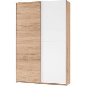 Carryhome Mehrzweckschrank, Weiß, Eiche, Holzwerkstoff, 6 Fächer, 125x196x38 cm, Waschküche, Mehrzweckschränke