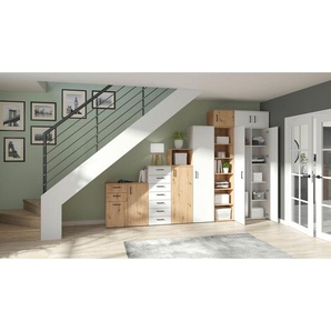Carryhome Mehrzweckschrank, Weiß, Kunststoff, 5 Fächer, 80x195x40 cm, FSC Mix, stehend, Waschküche, Mehrzweckschränke