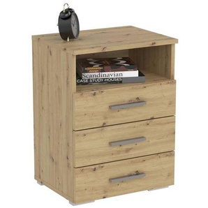 Carryhome Nachtschrank, Eiche Artisan, Kunststoff, 3 Schubladen, 45x62x35 cm, Schlafzimmer, Nachttische