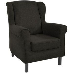 Carryhome Ohrensessel Lesesessel, Dunkelbraun, Textil, Buche, massiv, 80x99x82 cm, Stoffauswahl, Wohnzimmer, Sessel, Ohrensessel
