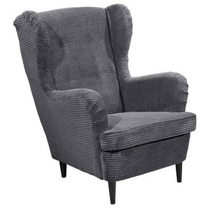 Carryhome Ohrensessel, Dunkelgrau, Textil, Buche, massiv, 78x102x98 cm, Wohnzimmer, Sessel, Ohrensessel