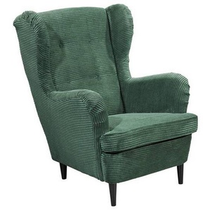 Carryhome Ohrensessel, Dunkelgrün, Textil, Buche, massiv, 78x102x98 cm, Wohnzimmer, Sessel, Ohrensessel