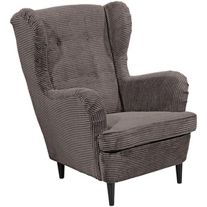 Carryhome Ohrensessel, Mokka, Textil, Buche, massiv, 78x102x98 cm, Wohnzimmer, Sessel, Ohrensessel
