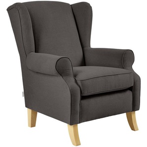 Carryhome Ohrensessel Lesesessel, Schlamm, Textil, Buche, massiv, 83x102x87 cm, Stoffauswahl, Wohnzimmer, Sessel, Ohrensessel