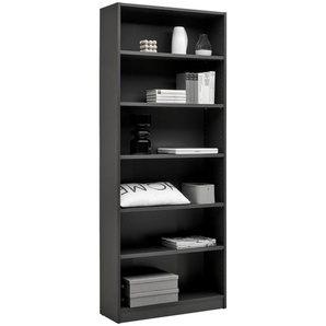 Carryhome Regal, Anthrazit, Holzwerkstoff, 5 Fächer, 80x199.2x28 cm, stehend, Wohnzimmer, Regale, Bücherregale