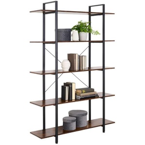 Carryhome Regal, Natur, Schwarz, Holzwerkstoff, 5 Fächer, 120x180x32 cm, Typenauswahl, Beimöbel erhältlich, Arbeitszimmer, Büroregale, Bücherregale