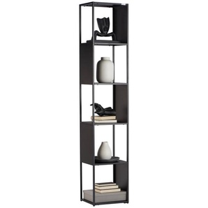 Carryhome Regal, Schwarz, Metall, 4 Fächer, 37x188x30 cm, Beimöbel erhältlich, stehend, Wohnzimmer, Regale, Bücherregale