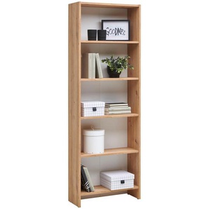 Carryhome Regal, Weiß, Eiche Artisan, Holzwerkstoff, 4 Fächer, 60x175x24 cm, Typenauswahl, Wohnzimmer, Regale, Bücherregale