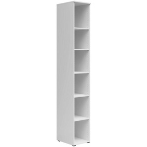 Carryhome Regal, Weiß, Holzwerkstoff, 5 Fächer, 30x195x40 cm, FSC Mix, Beimöbel erhältlich, Typenauswahl, stehend, Wohnzimmer, Regale, Bücherregale