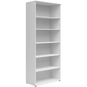Carryhome Regal, Weiß, Holzwerkstoff, 5 Fächer, 80x195x40 cm, FSC Mix, Beimöbel erhältlich, Typenauswahl, stehend, Wohnzimmer, Regale, Bücherregale