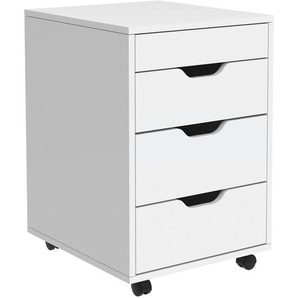Carryhome Rollcontainer, Weiß, Holzwerkstoff, 4 Schubladen, 40x66.5x45 cm, Arbeitszimmer, Container, Rollcontainer