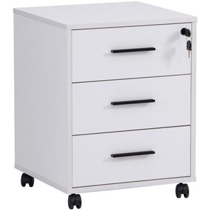 Carryhome Rollcontainer, Weiß, Metall, 3 Schubladen, 43x56x42 cm, Arbeitszimmer, Container, Rollcontainer