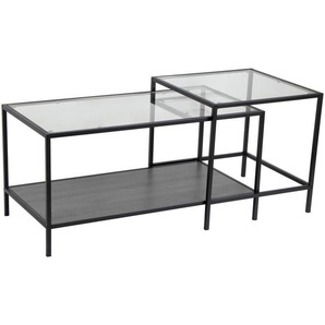 Carryhome Satztisch, Schwarz, Metall, Glas, 2-teilig, eckig, 50x45 cm, Wohnzimmer, Wohnzimmertische, Satztische