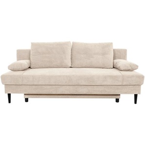 Carryhome Schlafsofa, Creme, Textil, Birke, massiv, 2-Sitzer, Füllung: Schaumstoff, 199x88x88 cm, Liegefunktion, Schlafen auf Sitzhöhe, Rücken echt,