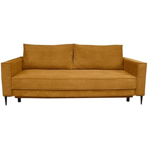 Carryhome Schlafsofa, Currygelb, Textil, 2-Sitzer, Füllung: Schaumstoff, 222x93x98 cm, Liegefunktion, Rücken echt, haustierfreundlicher Bezug, Wohnzimmer, Sofas & Couches, Schlafsofas, Schlafsofas mit Bettkasten