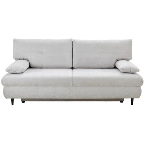 Carryhome Schlafsofa, Hellgrau, Textil, Buche, massiv, 2-Sitzer, Füllung: Schaumstoff, Silikon,Schaumstoff, Silikon, 212x97x105 cm, Made in EU, Liegefunktion, Rücken echt, Wohnzimmer, Sofas & Couches, Schlafsofas, Schlafsofas mit Bettkasten