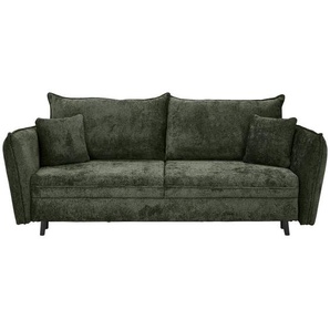 Carryhome Schlafsofa, Olivgrün, Textil, Buche, massiv, 3-Sitzer, Füllung: Silikon,Silikon, 238x99x108 cm, Made in EU, Liegefunktion, Schlafen auf Sitzhöhe, Rücken echt, Wohnzimmer, Sofas & Couches, Schlafsofas, Schlafsofas mit Bettkasten