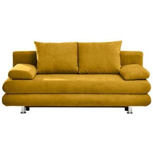 Carryhome Schlafsofa, Senfgelb, Textil, 2-Sitzer, Füllung: Schaumstoff, 196x74x90 cm, Stoffauswahl, Liegefunktion, Rücken echt, Wohnzimmer, Sofas &