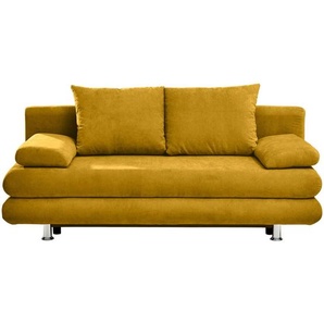 Carryhome Schlafsofa, Senfgelb, Textil, 2-Sitzer, Füllung: Schaumstoff, 196x74x90 cm, Stoffauswahl, Liegefunktion, Rücken echt, Wohnzimmer, Sofas & Couches, Schlafsofas, Schlafsofas mit Bettkasten