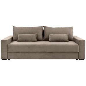 Carryhome Schlafsofa, Taupe, Textil, 2-Sitzer, Füllung: Schaumstoff, Silikon,Schaumstoff, Silikon, 233x92x108 cm, Liegefunktion, Rücken echt,