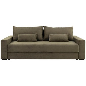 Carryhome Schlafsofa, Waldgrün, Textil, 2-Sitzer, Füllung: Schaumstoff, Silikon,Schaumstoff, Silikon, 233x92x108 cm, Liegefunktion, Rücken echt,